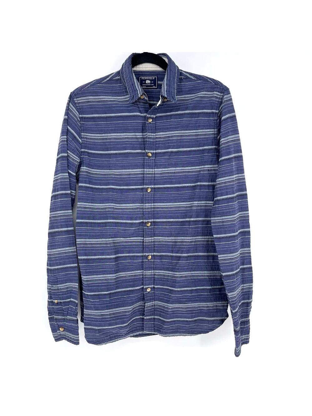 Penfield McKay Stripe Button Down Shirt Blue Long Sleeve Mens Small